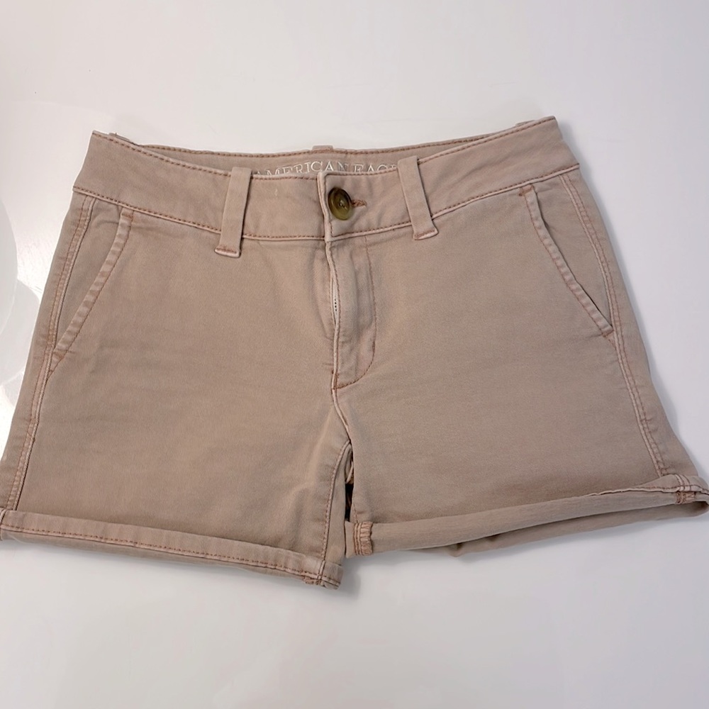 American eagle pink super starch midi shorts